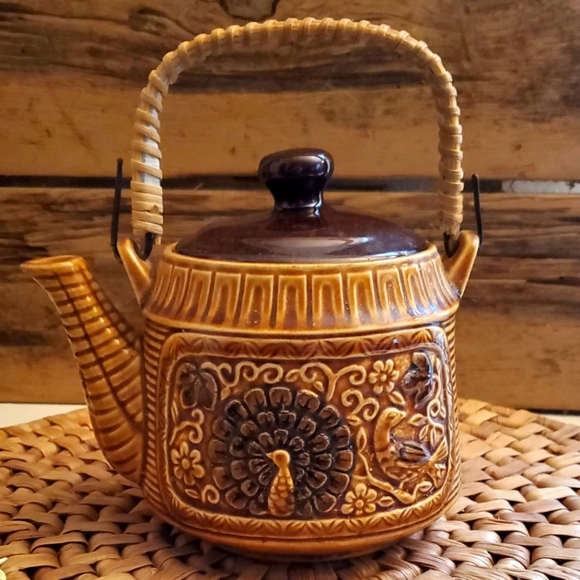 Vintage Other - Vintage Ceramic Teapot with Peacock Design